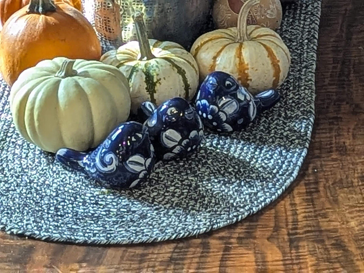 Talavera Birdie, Blue & White | Handpainted Ceramic Bird from Mexico for Home or Garden Decor