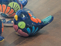 Talavera Birdie, Blue Headed | Handpainted Ceramic Bird from Mexico for Home or Garden Decor