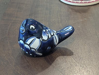 Talavera Birdie, Blue & White | Handpainted Ceramic Bird from Mexico for Home or Garden Decor