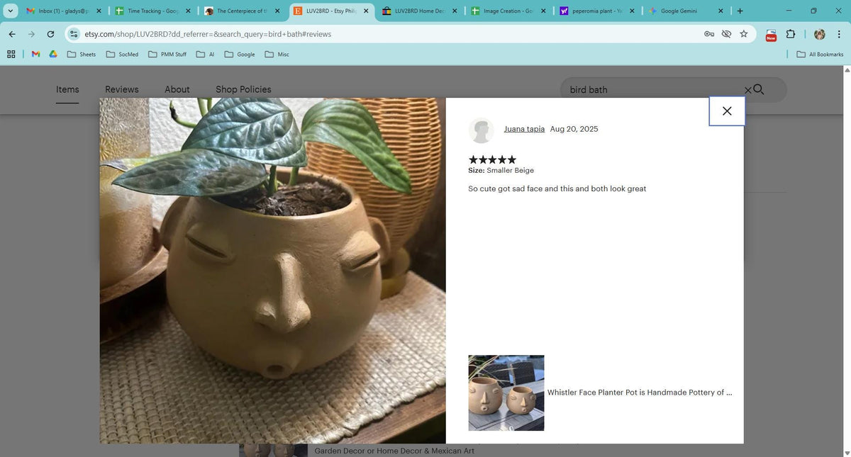 White Round Whistler Ceramic Face Planter | Handmade Mexican Clay Pottery