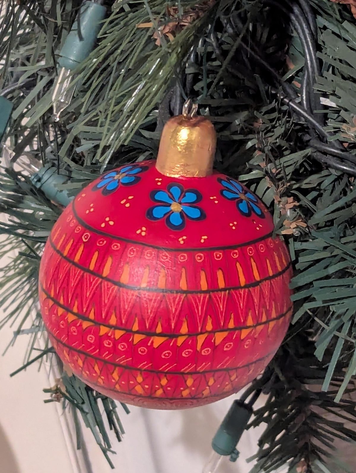 Christmas Tree Ornament #24 is Hand-Painted Mexican Bulb & Festive Holiday Decor