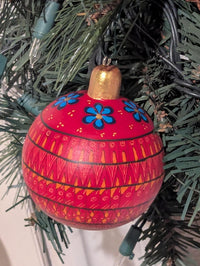 Christmas Tree Ornament #24 is Hand-Painted Mexican Bulb & Festive Holiday Decor