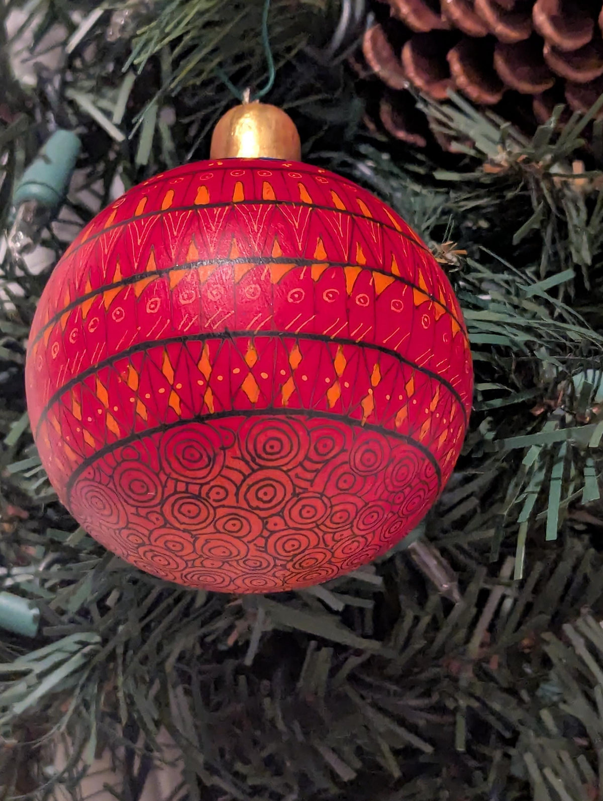 Christmas Tree Ornament #24 is Hand-Painted Mexican Bulb & Festive Holiday Decor