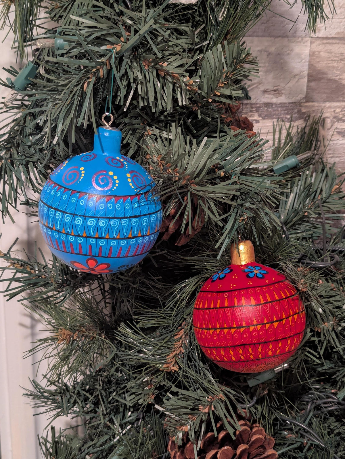 Christmas Tree Ornament #24 is Hand-Painted Mexican Bulb & Festive Holiday Decor