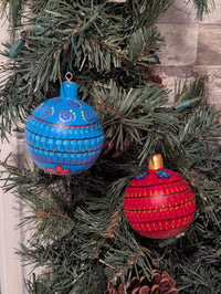 Christmas Tree Ornament #24 is Hand-Painted Mexican Bulb & Festive Holiday Decor