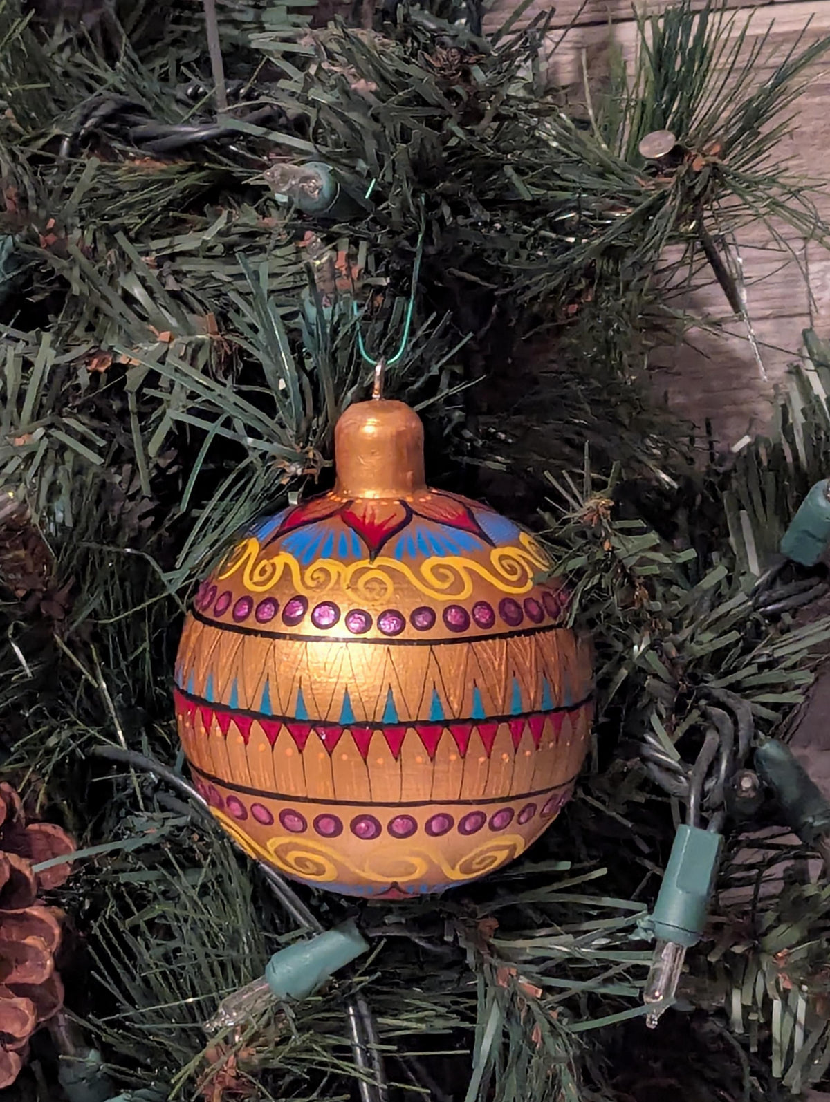 Christmas Tree Ornament #28 is Hand-Painted Mexican Bulb & Festive Holiday Decor