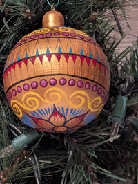 Christmas Tree Ornament #28 is Hand-Painted Mexican Bulb & Festive Holiday Decor