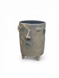 Sad Face Planter | Handmade Mexican Pottery | Artisan Flower Pot Home Decor