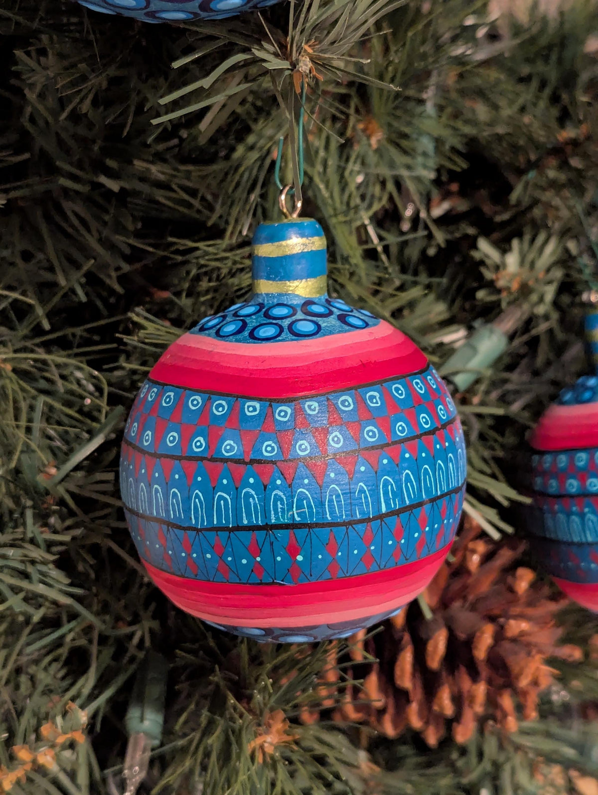 Christmas Tree Ornament #30 is Hand-Painted Mexican Bulb & Festive Holiday Decor