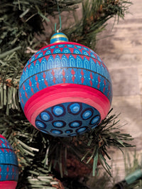 Christmas Tree Ornament #30 is Hand-Painted Mexican Bulb & Festive Holiday Decor