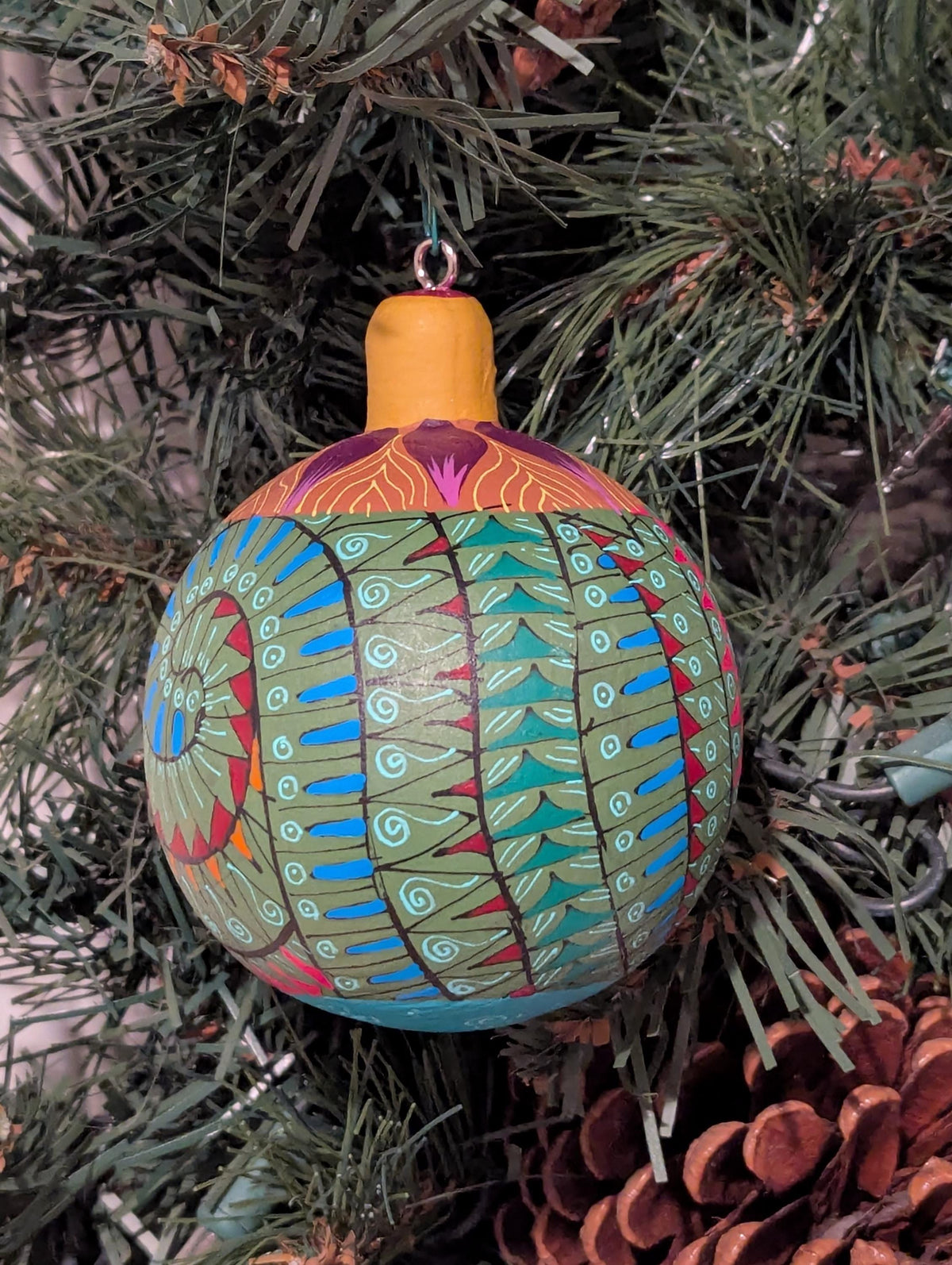 Christmas Tree Ornament #31 is Hand-Painted Mexican Bulb & Festive Holiday Decor
