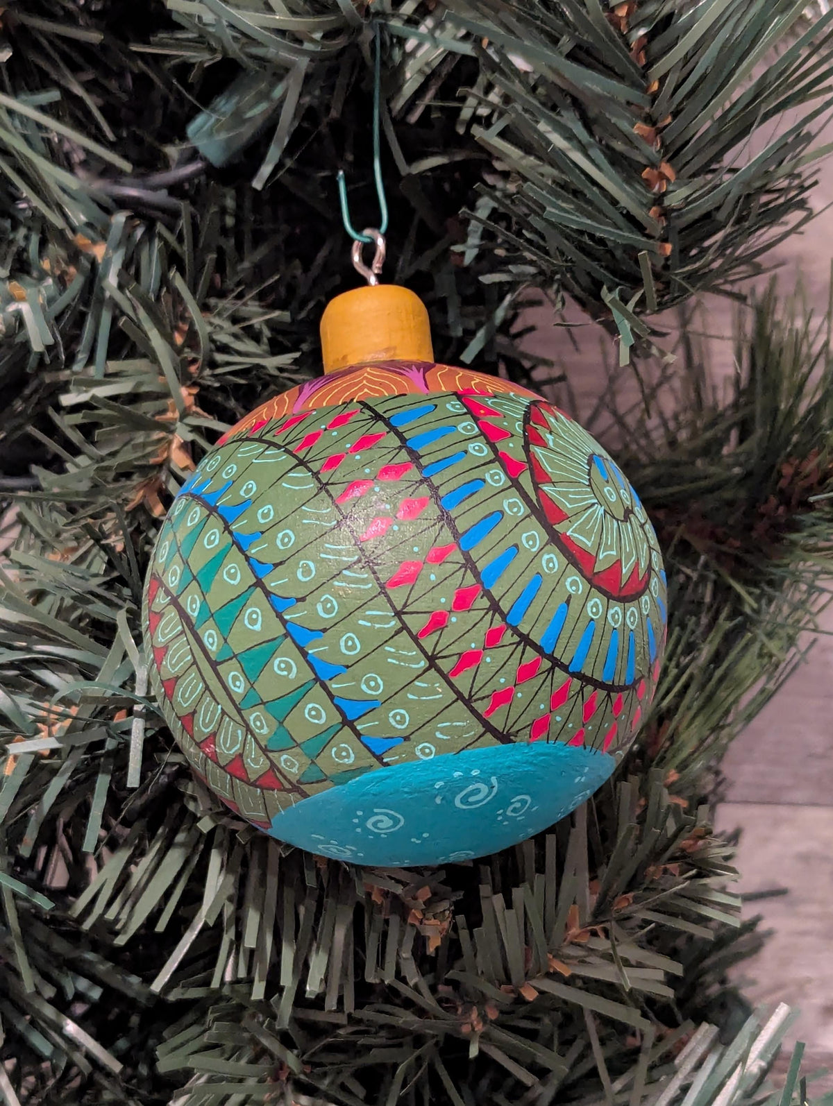 Christmas Tree Ornament #31 is Hand-Painted Mexican Bulb & Festive Holiday Decor