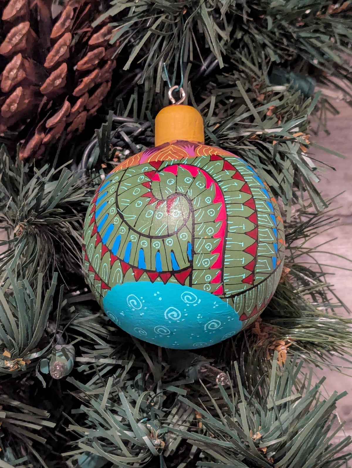 Christmas Tree Ornament #31 is Hand-Painted Mexican Bulb & Festive Holiday Decor