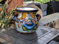 Butterfly Flower Pot | 10.5" Tall Ceramic Talavera Planter is Handmade Mexican Pottery