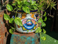 Butterfly Flower Pot | 10.5" Tall Ceramic Talavera Planter is Handmade Mexican Pottery