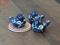 Talavera Birdie, Blue & White | Handpainted Ceramic Bird from Mexico for Home or Garden Decor