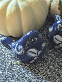 Talavera Birdie, Blue & White | Handpainted Ceramic Bird from Mexico for Home or Garden Decor