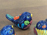 Talavera Birdie, Blue Headed | Handpainted Ceramic Bird from Mexico for Home or Garden Decor
