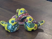 Talavera Birdie, Yellowish | Handpainted Ceramic Bird from Mexico for Home or Garden Decor