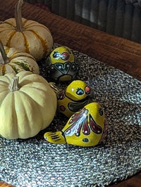Talavera Birdie, Yellowish | Handpainted Ceramic Bird from Mexico for Home or Garden Decor