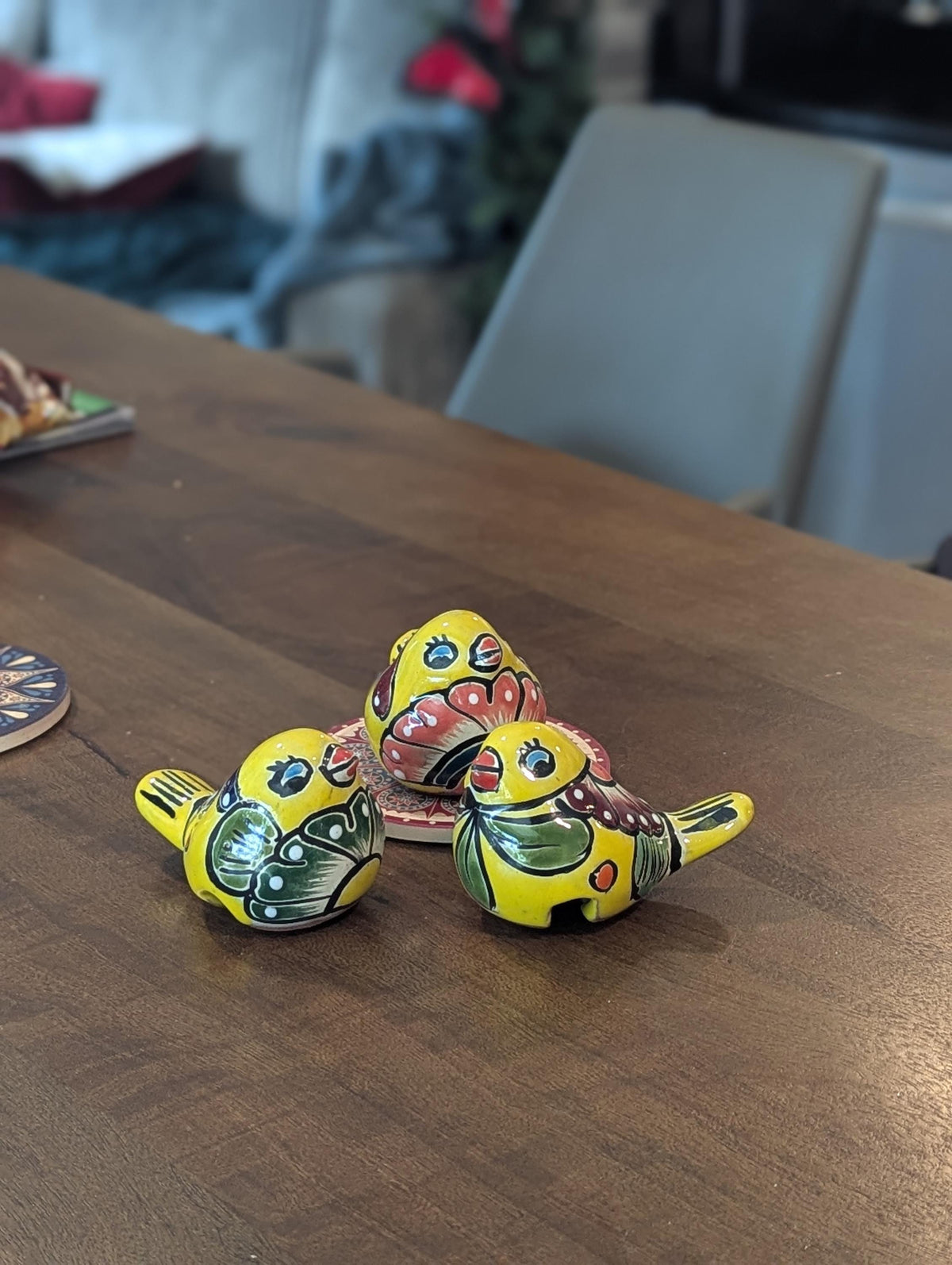 Talavera Birdie, Yellowish | Handpainted Ceramic Bird from Mexico for Home or Garden Decor