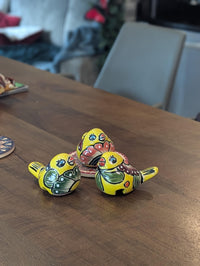 Talavera Birdie, Yellowish | Handpainted Ceramic Bird from Mexico for Home or Garden Decor