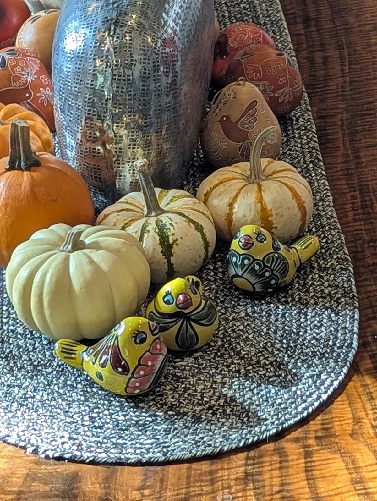 Talavera Birdie, Yellowish | Handpainted Ceramic Bird from Mexico for Home or Garden Decor