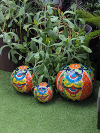 Talavera Garden Spheres: Handmade Mexican Yard Art Decor, Set of 3