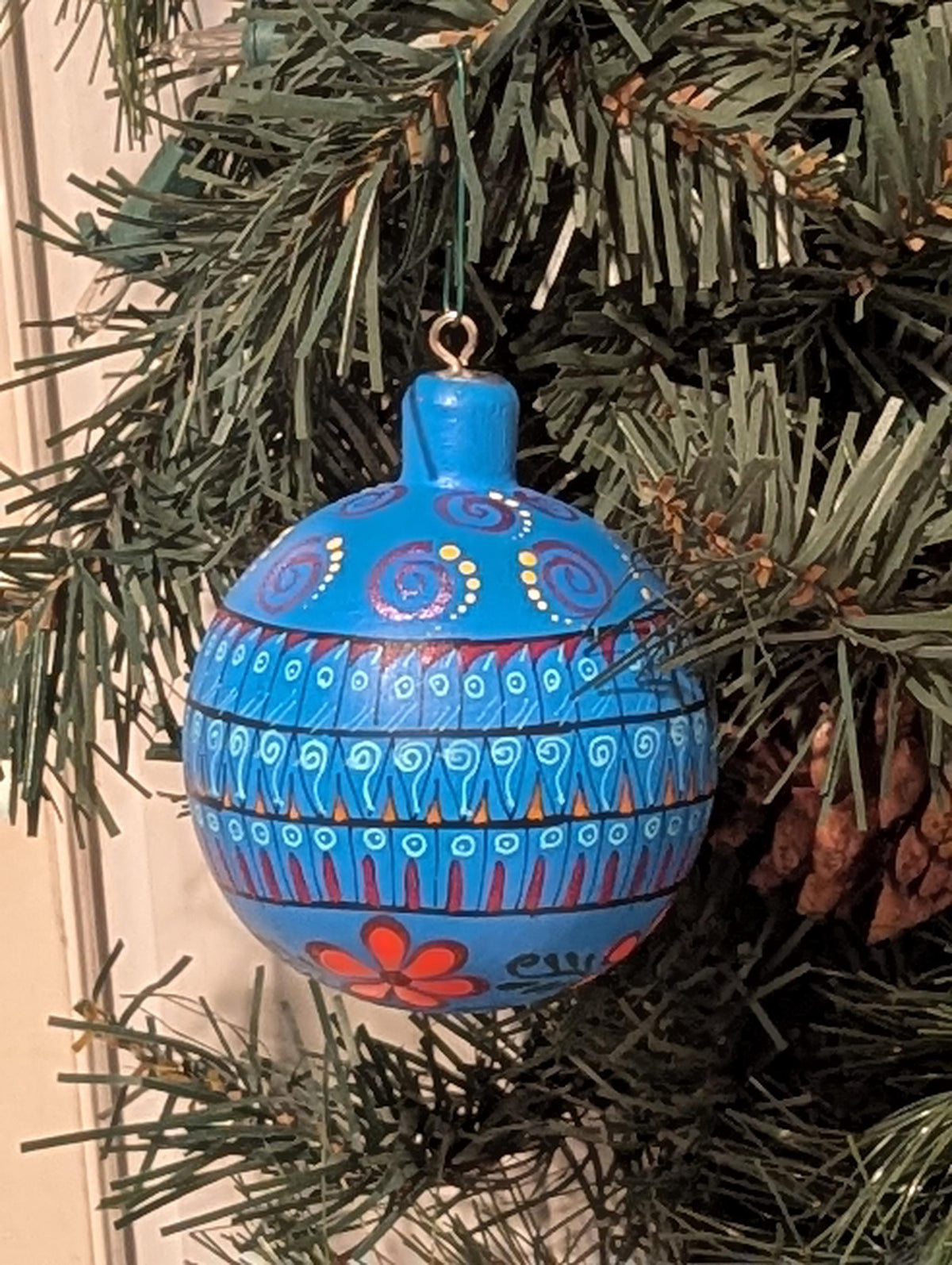 Christmas Tree Ornament #27 is Hand-Painted Mexican Bulb & Festive Holiday Decor