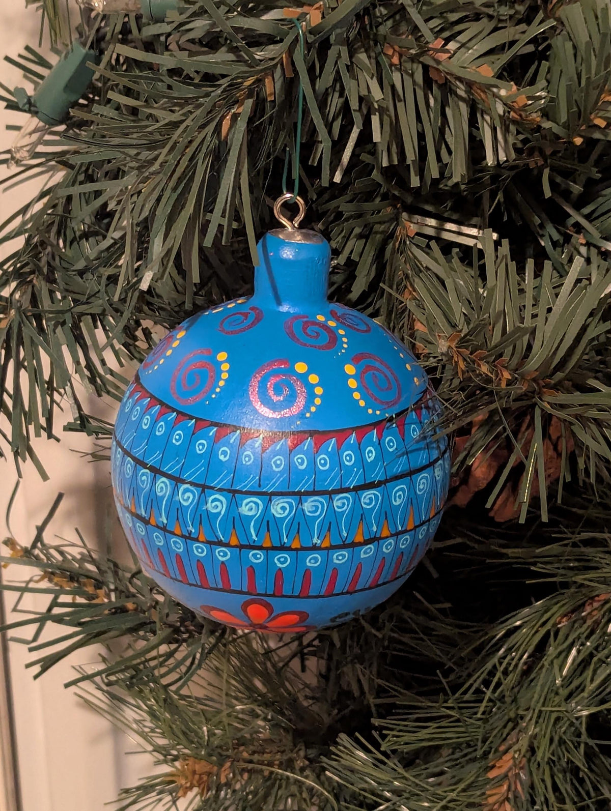 Christmas Tree Ornament #27 is Hand-Painted Mexican Bulb & Festive Holiday Decor