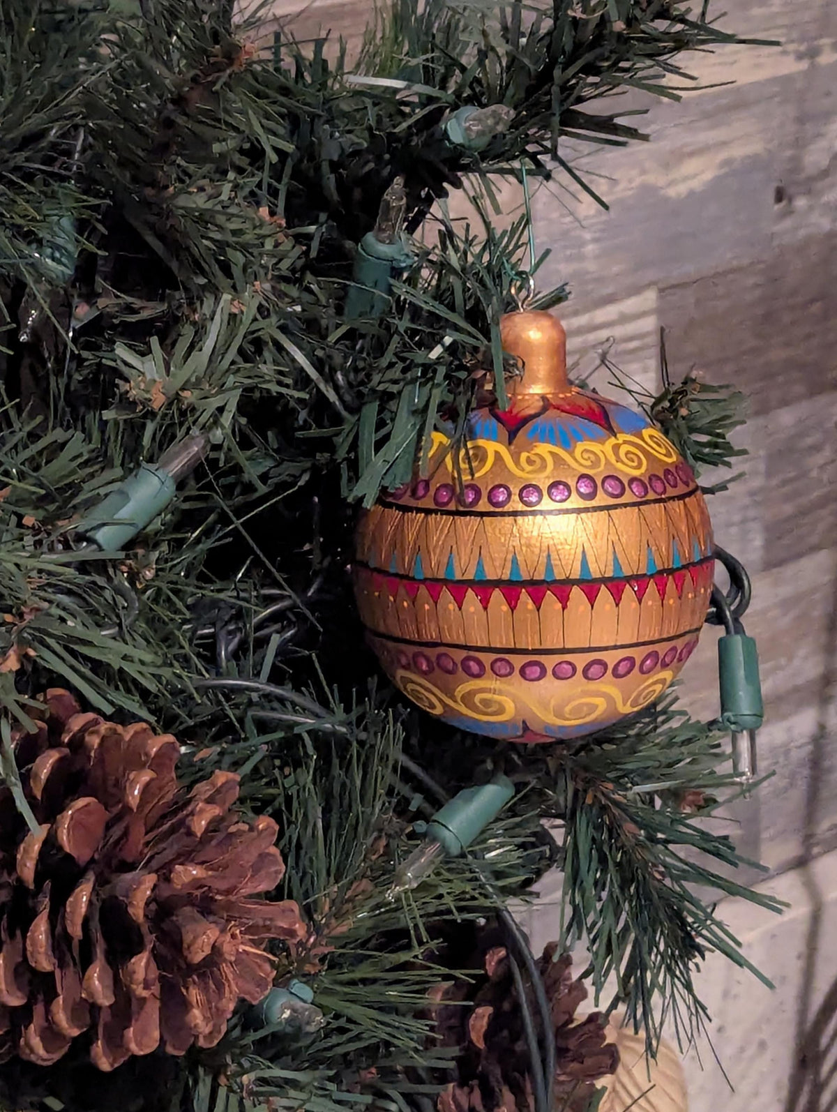 Christmas Tree Ornament #28 is Hand-Painted Mexican Bulb & Festive Holiday Decor