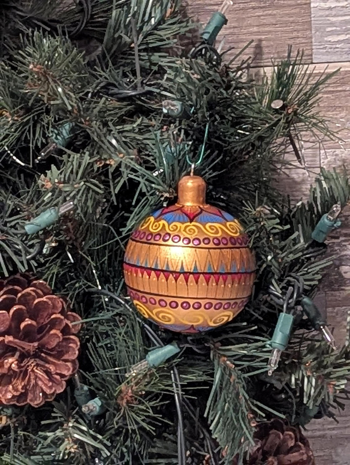 Christmas Tree Ornament #28 is Hand-Painted Mexican Bulb & Festive Holiday Decor