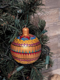 Christmas Tree Ornament #28 is Hand-Painted Mexican Bulb & Festive Holiday Decor