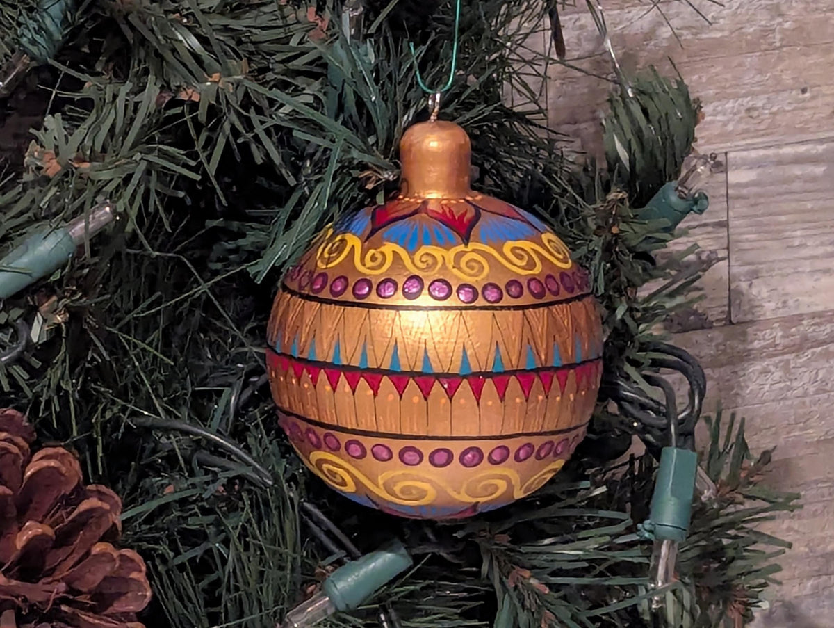 Christmas Tree Ornament #28 is Hand-Painted Mexican Bulb & Festive Holiday Decor