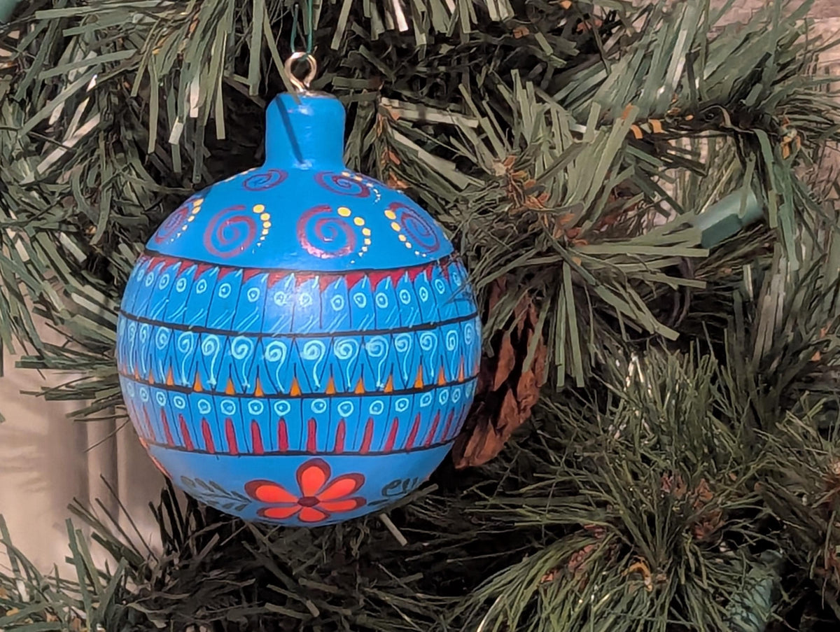 Christmas Tree Ornament #27 is Hand-Painted Mexican Bulb & Festive Holiday Decor