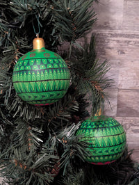 Christmas Tree Ornament #29 is Hand-Painted Mexican Bulb & Festive Holiday Decor