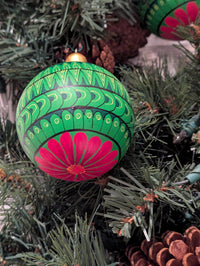 Christmas Tree Ornament #29 is Hand-Painted Mexican Bulb & Festive Holiday Decor