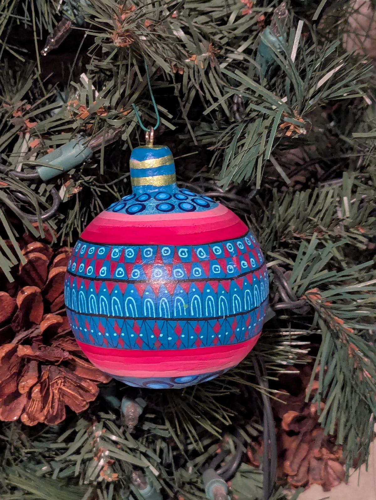 Christmas Tree Ornament #30 is Hand-Painted Mexican Bulb & Festive Holiday Decor
