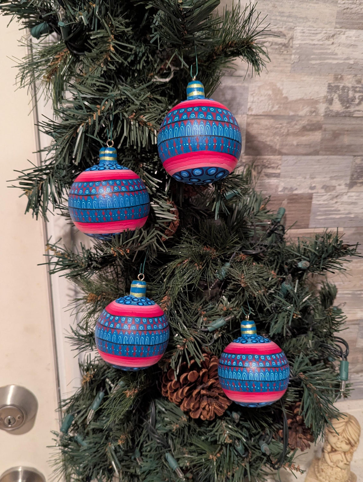 Christmas Tree Ornament #30 is Hand-Painted Mexican Bulb & Festive Holiday Decor