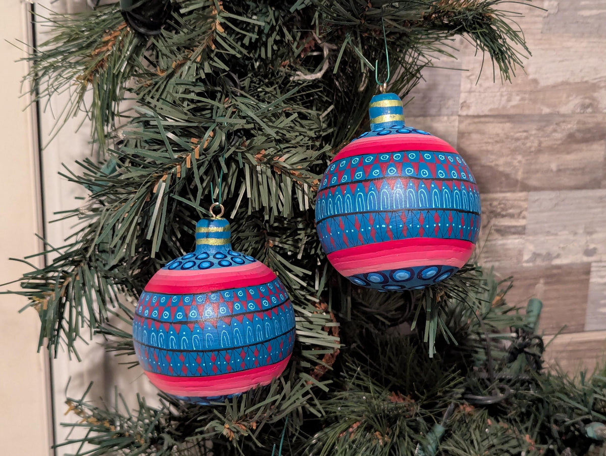 Christmas Tree Ornament #30 is Hand-Painted Mexican Bulb & Festive Holiday Decor