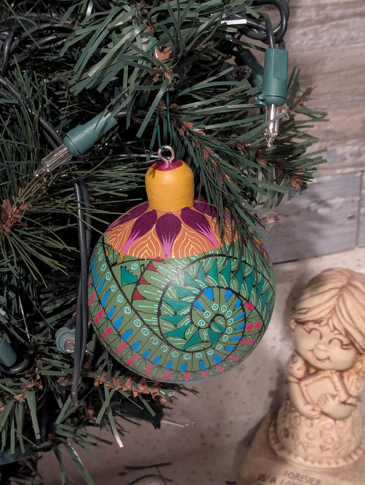 Christmas Tree Ornament #31 is Hand-Painted Mexican Bulb & Festive Holiday Decor