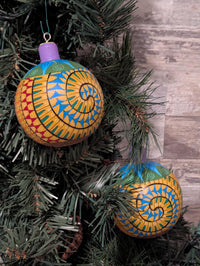 Christmas Tree Ornament #32 is Hand-Painted Mexican Bulb & Festive Holiday Decor