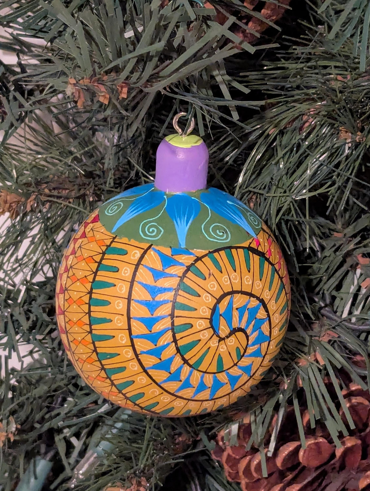 Christmas Tree Ornament #32 is Hand-Painted Mexican Bulb & Festive Holiday Decor