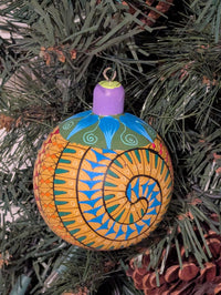Christmas Tree Ornament #32 is Hand-Painted Mexican Bulb & Festive Holiday Decor