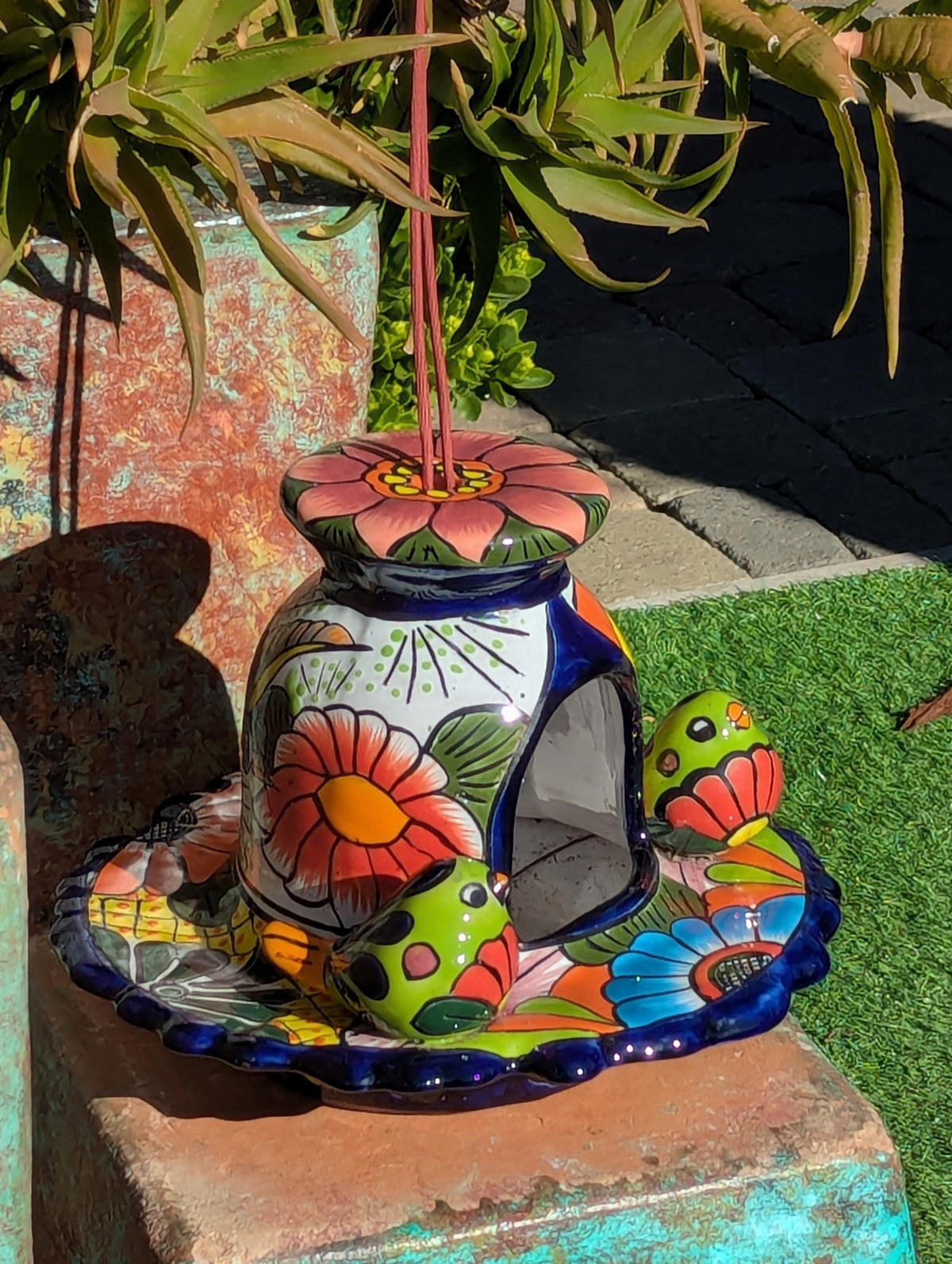 Talavera Bird Feeder, Handmade Mexican Ceramic Feeding Station