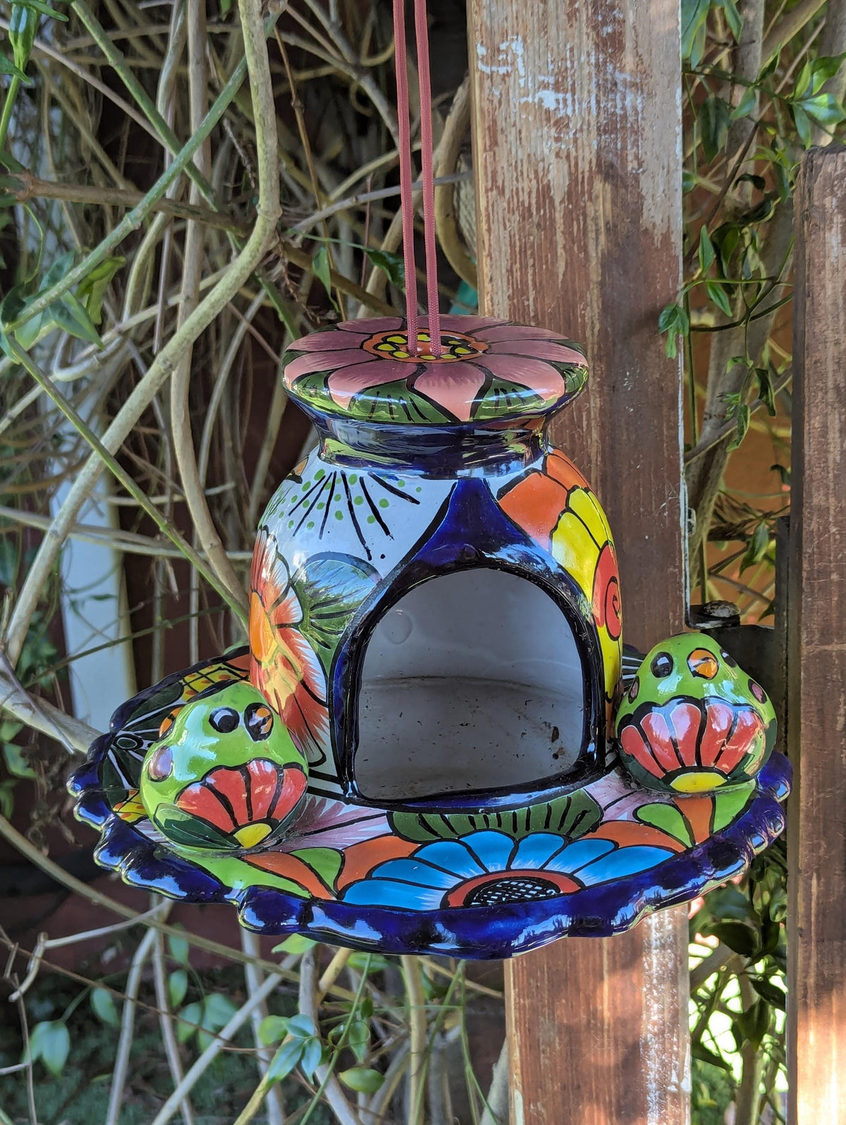 Talavera Bird Feeder, Handmade Mexican Ceramic Feeding Station