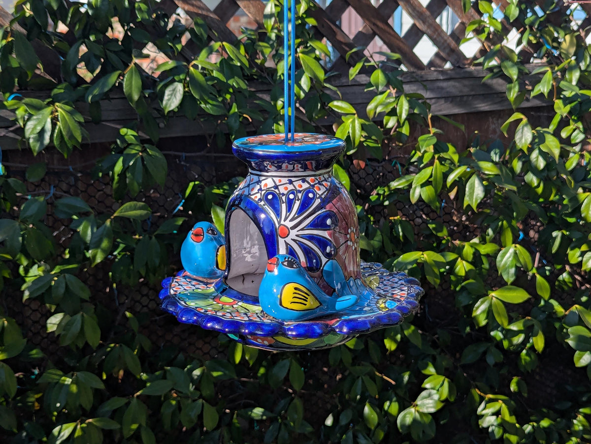 Talavera Bird Feeder, Handmade Mexican Ceramic Feeding Station