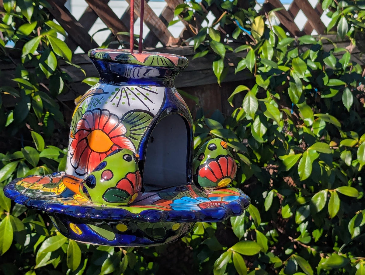 Talavera Bird Feeder, Handmade Mexican Ceramic Feeding Station