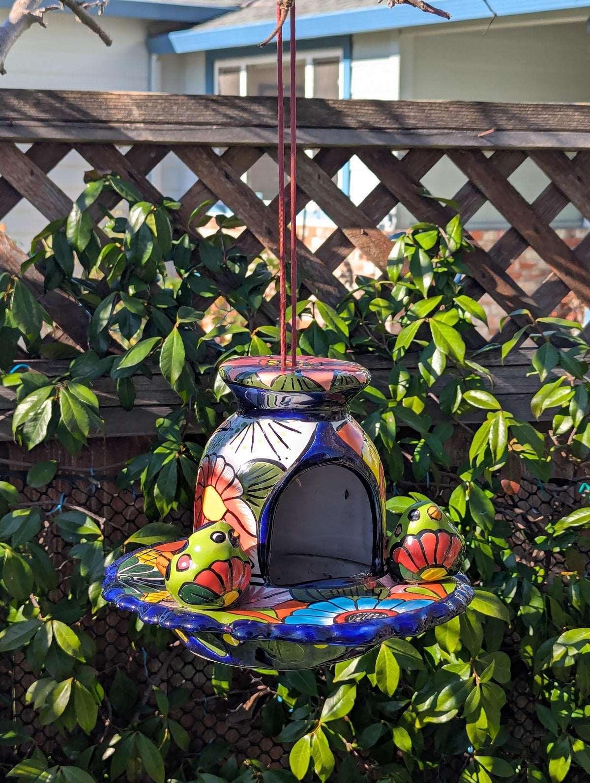 Talavera Bird Feeder, Handmade Mexican Ceramic Feeding Station