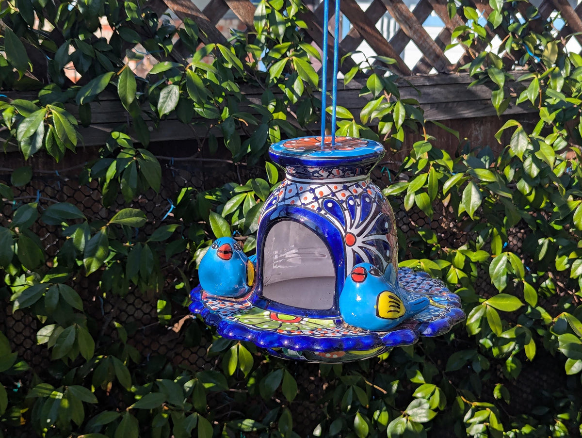 Talavera Bird Feeder, Handmade Mexican Ceramic Feeding Station